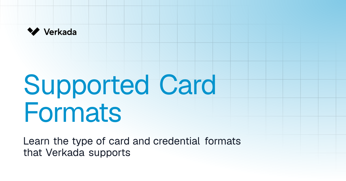 Supported Card Formats | Access Control | Verkada Help